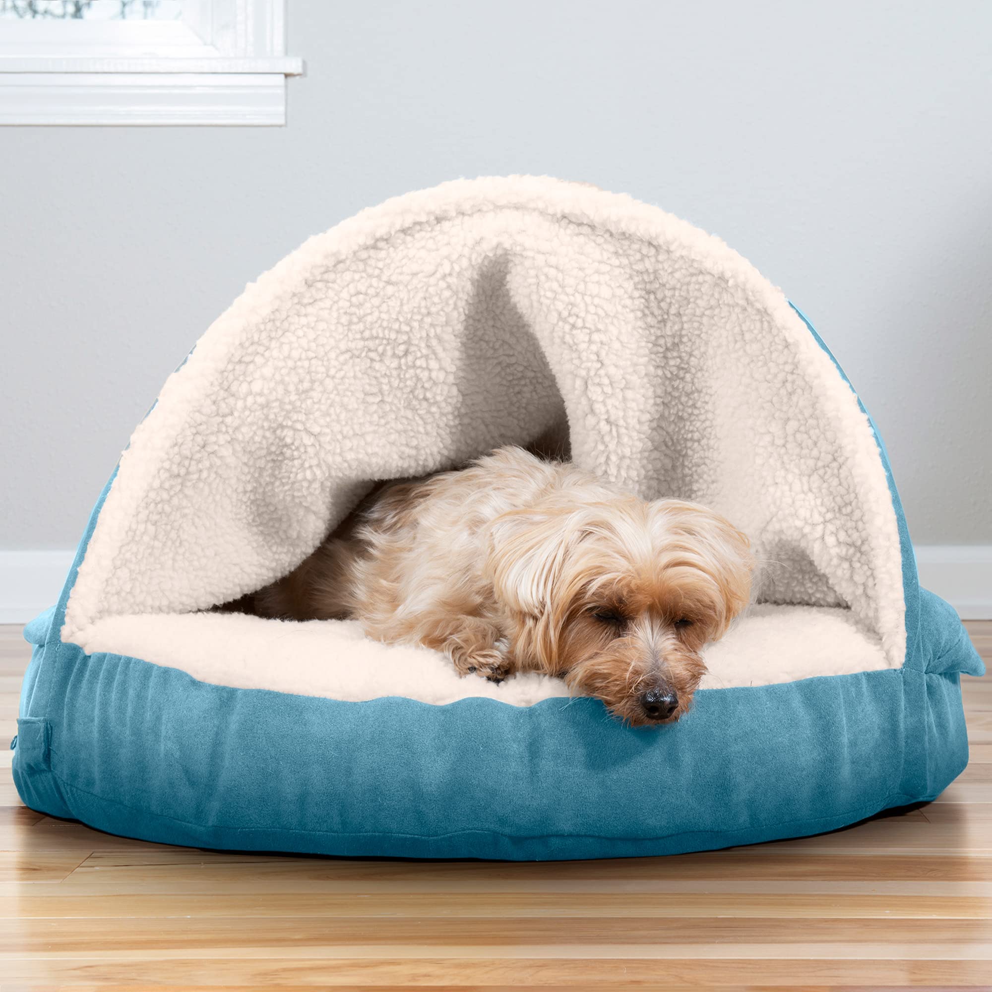 Furhaven 26' Round Memory Foam Dog Bed For Medium/Small Dogs W/ Removable Washable Cover, For Dogs Up To 30 Lbs - Sherpa & Sued